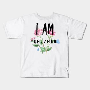 I Am She Her Strong Woman Ggirl Power Kids T-Shirt